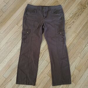 Faded Glory Women's Size 14 Cargo Jeans Brown Zipper Pants with Pockets